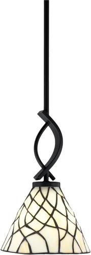Vista 65 de Toltec Lighting Cavella Stem Colgado Mini colgante, acabado grafito, vidrio de muselina blanca de 4 pulgadas