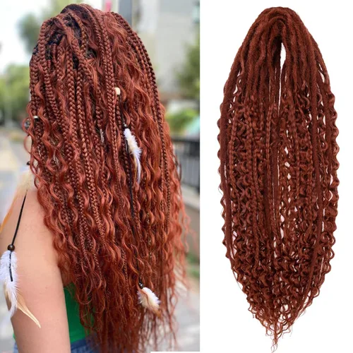 Vista 17 de Leeven Extensiones de Rastas Sintéticas de Doble Punta de 24 Pulgadas 30 Hebras Rastas Boho 613 Rubio 3 Estilos Mixtas Onduladas Rizadas DE Rastas