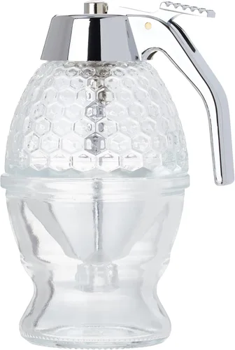 Vista 4 de Fox Run Dispensador de Vidrio para Miel y Jarabe con Base de Calentamiento, Transparente, 3.25 x 4 x 6 pulgadas