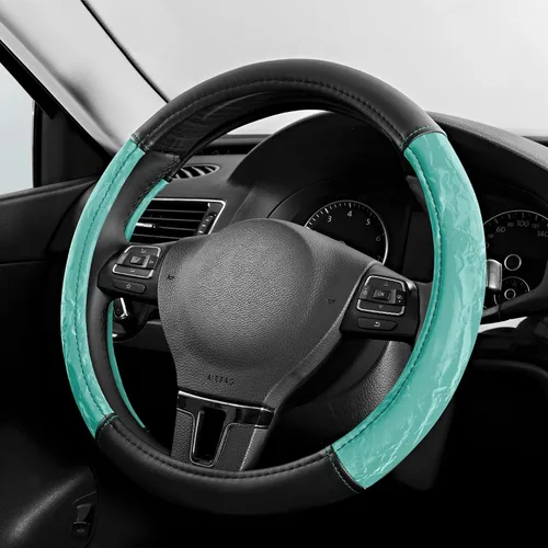 Vista 12 de PIC AUTO Funda para volante, protector de volante de automóvil de cuero de grano de seda, agarre cómodo, universal de 14.5 a 15.5 pulgadas