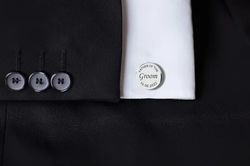 Vista 2 de Gemelos grabados personalizados para hombres, regalo de boda personalizado para novio, padre de la novia y el novio, mejores hombres, gemelos