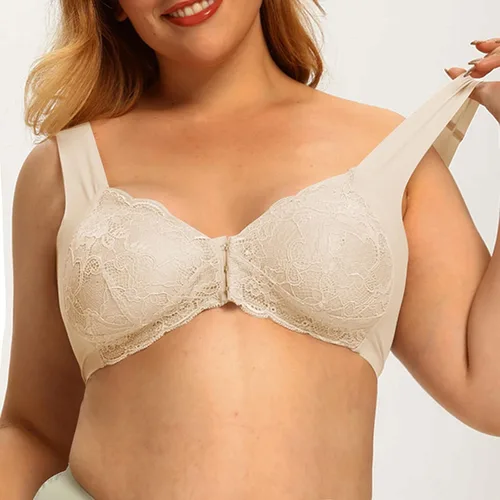 Vista 4 de KUSW Sujetador suave sin hilos para mujer, sujetador triángulo de satén de seda, ropa interior cómoda para mujer
