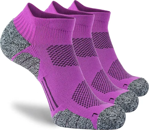 Vista 11 de CWVLC - Calcetines deportivos, hasta el tobillo, de compresión, acolchados, unisex, paquete variado