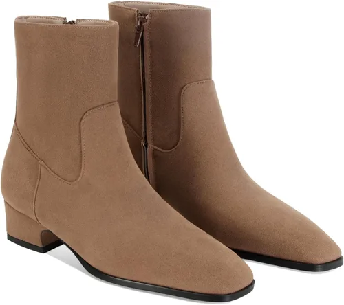 Vista 15 de Women's Ankle Boots Square Toe Low Chunky Block Heel Booties Comfortable Short Boots Side Zipper Booties Shoes