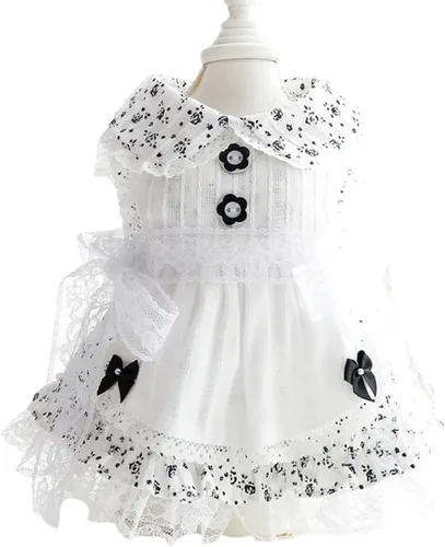 Vista 12 de Moda Vestido de Princesa de Encaje para Perro Cachorro Dulce para Perro EXTRAL Pequeño y Pequeño A-Negro XX-Pequeño
