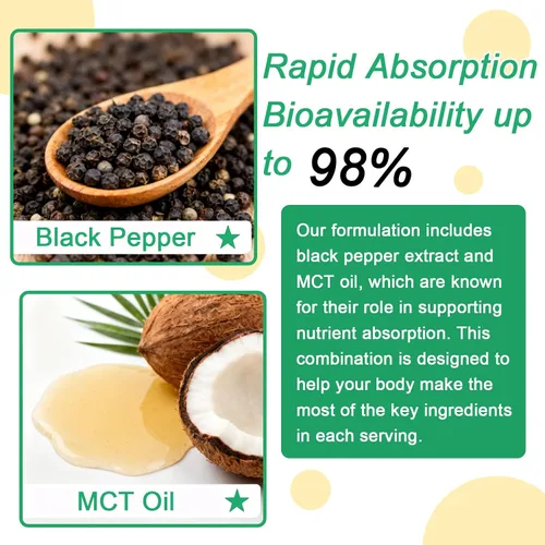 Vista 5 de Suplemento de curcumina de cúrcuma gotas con 95% de curcuminoides, complejo líquido de cúrcuma de absorción mejorada, 1000 mg con propóleo de abeja