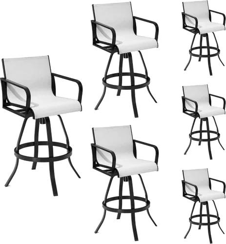 Vista 10 de Pellebant Juego de 2 taburetes de bar giratorios para exteriores, sillas giratorias de 30 pulgadas con tela Sunbrella y marco de aluminio, taburetes