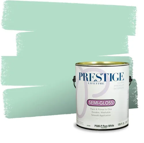 Vista 47 de Prestige Paints - Pintura exterior e imprimación en uno, 1 galón, plano, compatibilidad comparable con el color menta «Whipped Mint» de Behr