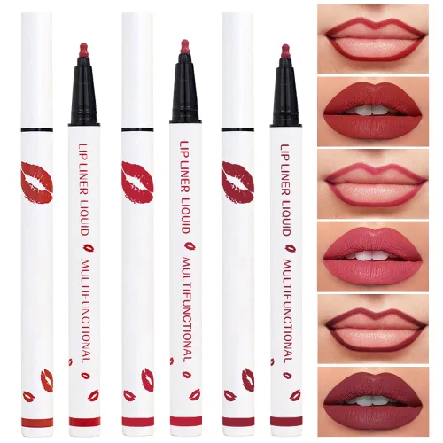 Vista 20 de Kaely Lápiz delineador de labios líquido de larga duración rosa impermeable, marcador de manchas de 24 horas, delineador de labios 2 en 1 mate