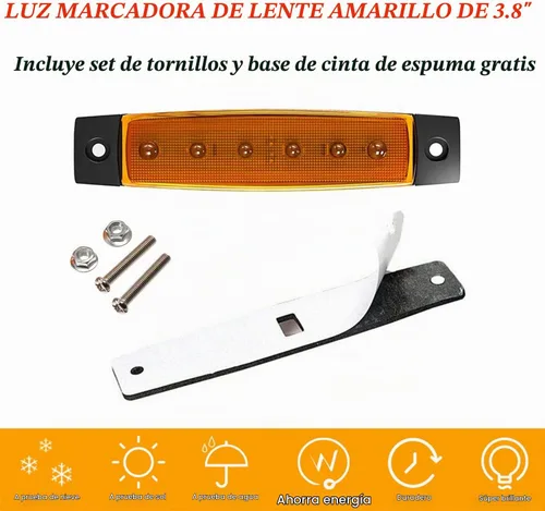 Vista 4 de Paquete de 10 Luces Laterales Marcadoras de Remolque LED Ámbar DC 12V de 3.8" con 6 LED, Barra de Luz de Separación, Tira de Luz Indicadora de Señal