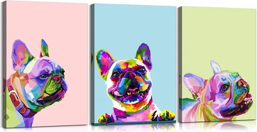 Vista 20 de 3 Piezas Arte de Pared de Perro Decoración de Pared de Perro Pastor Alemán Lienzo Arte de Pared Cocker Spaniel Decoración de Perro Arte de Pared