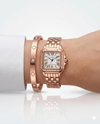 Vista 2 de Relojes dorados para mujer, delicado juego de pulsera para mujer, cuarzo japonés
