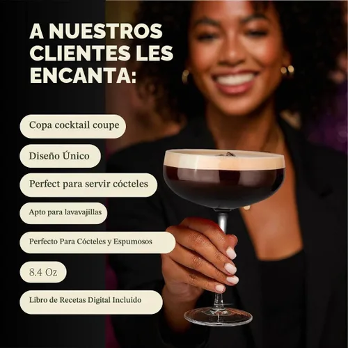 Vista 7 de VEMACITY - Juego de 2 vasos de Martini Espresso – Copas Coupé sopladas a 2 vasos de Martini Coupé