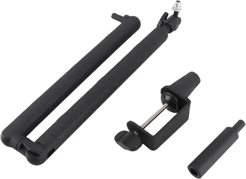 Vista 9 de Brazo de micrófono de perfil bajo, soporte de micrófono de metal ajustable con abrazadera de escritorio, articulación de 360° y gestión de cables