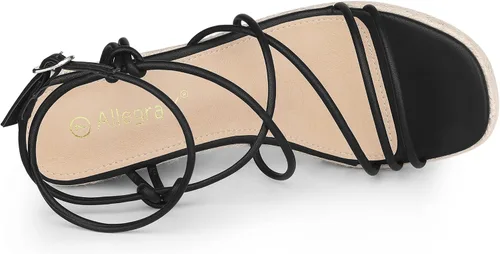 Vista 5 de Allegra K Sandalias de plataforma para mujer con tacón de cuña y tiras