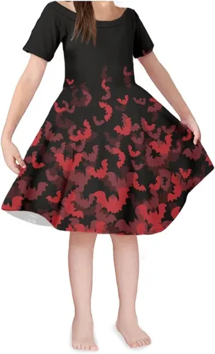Vista 37 de SEANATIVE Vestido de manga corta para niñas de 3 a 14 años Black Bow Ghost