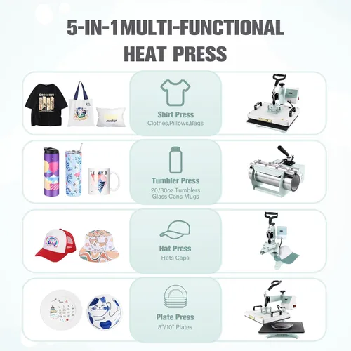 Vista 2 de BetterSub - Máquina de prensa de calor 5 en 1 de 12 x 15 pulgadas, prensa de sublimación de calidad industrial con accesorio para vaso de 30oz
