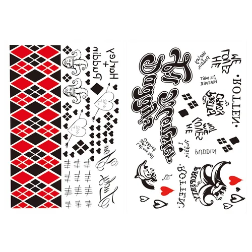 Vista 4 de 2 hojas de tatuajes falsos adhesivos para hombre, para disfraces, Halloween, cosplay, accesorios o fiestas.