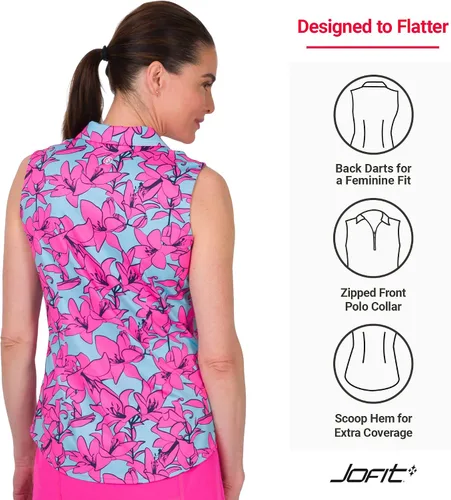 Vista 4 de Jofit Apparel - Polo sin mangas para mujer con estampado para golf y tenis