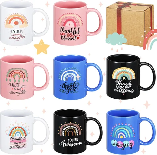 Vista 12 de Maxdot 8 tazas de café de cerámica para profesores, mango de 12 onzas