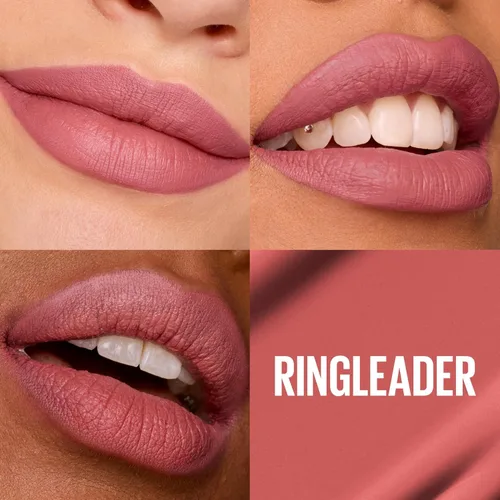 Vista 3 de Maybelline New York SuperStay - Lápiz labial líquido de tinta mate, “Ringleader”, 0.17 onzas liquidas 175 RINGLEADER