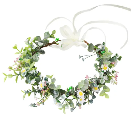 Vista 14 de Corona floral para mujer, diadema floral para el cabello, corona de flores, halo bohemio, fiesta, baile de graduación, fotos