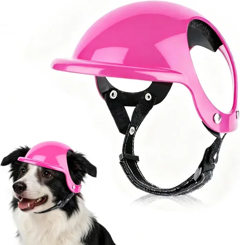 Vista 12 de LESYPET Casco para perros extra pequeños, casco de motocicleta ajustable para perros con diseño de agujero para las orejas, ideal para montar al