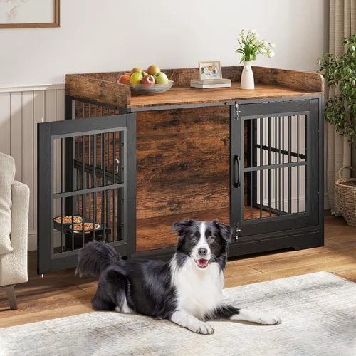 Vista 12 de VOPEAK Mueble de jaula para perros de 27.5", jaula para perros resistente a mordiscos para perros pequeños y cachorros, jaulas para perros