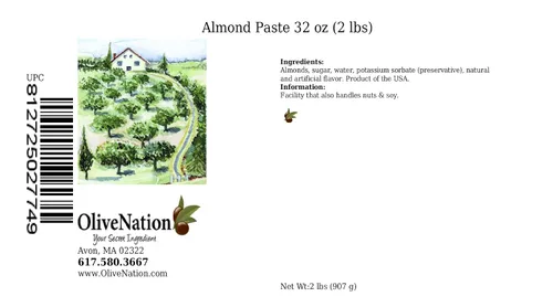 Vista 2 de OliveNation Pasta de almendras, almendras molidas blanqueadas endulzadas - 2 libras Ready to Use Creamy Smooth Almond Paste for Flavoring &
