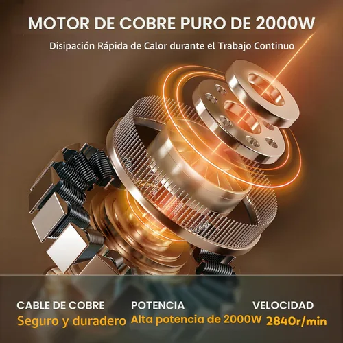 Vista 2 de CGOLDENWALL Molinillo de molino de martillo, molinillo eléctrico comercial de hierbas de 2000 W, 44 libras/H, alimentación continua, con embudo y 6