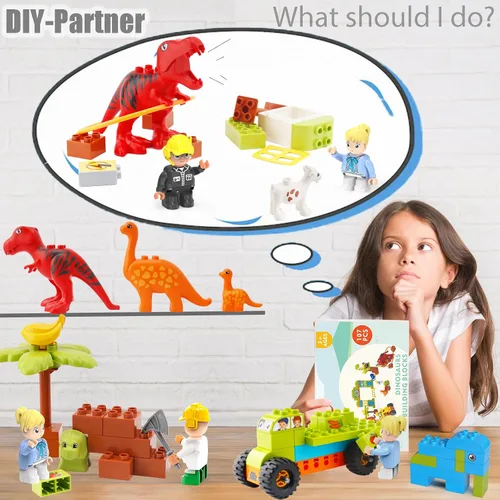 Vista 2 de Bloques de construcción para niños pequeños de 3 a 5 años, juguetes de dinosaurio
