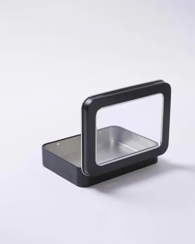 Vista 8 de LJY 12 latas rectangulares de metal, 4.5 x 3.3 x 0.9 pulgadas para piezas Negro