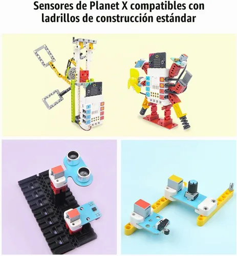 Vista 4 de ELECFREAKS Microbit Nezha Inventor Kit Planet X Sensores de arranque con más de 40 proyectos de aprendizaje y más de 400 ladrillos, placa