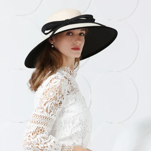 Vista 6 de VINTAGEHAT Celebrity Kentucky Derby Fascinators - Large Brim Hepburn Hats Lace Bowknot Cloche Church Hats for Women