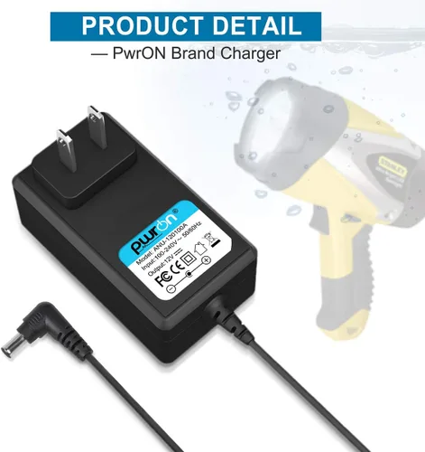 Vista 2 de Adaptador de CA compatible con Stanley Fatmax SL10LEDS 10 vatios Li-ION LED foco recargable, SL1M09 SL5W09 HID0109 FL5W10 FL3WBD linterna recargable