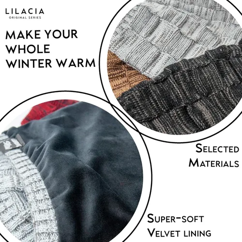 Vista 4 de Lilacia Gorro de invierno mejorado con diseño de cola de caballo cálida, gorro de calavera, barba, para bufandas, máscara, talla única