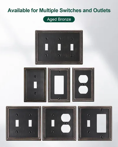 Vista 7 de Paquete de 2 cubiertas de placa de interruptor de luz de doble palanca, cubiertas decorativas de placa de doble interruptor Pearls, placa de pared