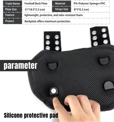 Vista 4 de Sports Placa para la espalda de fútbol para hombre, Placas para la espalda de fútbol para hombre, Las espaldas inferiores estarán seguras