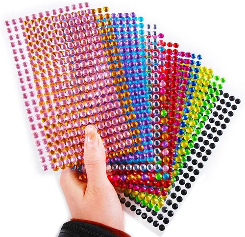 Vista 5 de Hisenlee 3120 calcomanías autoadhesivas de diamantes de imitación de 0.236 pulgadas de diámetro, calcomanías de gemas de cristal acrílico