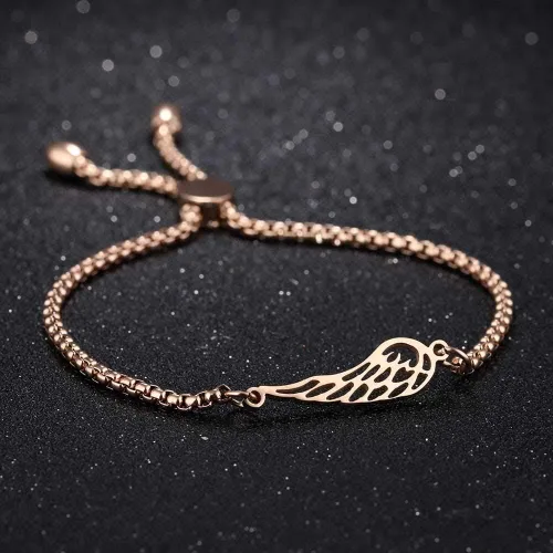 Vista 2 de BOBOTUU Stainless Steel Cross Wings Infinity Charm Bracelets for Women Girls Adjustable