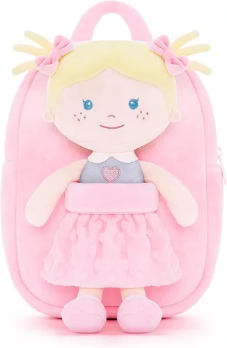 Vista 61 de Onetoo Mochila para niños pequeños, regalos de regreso a clases, mochilas para niñas y niños con muñecas de bebé ligeras y suaves en vestido