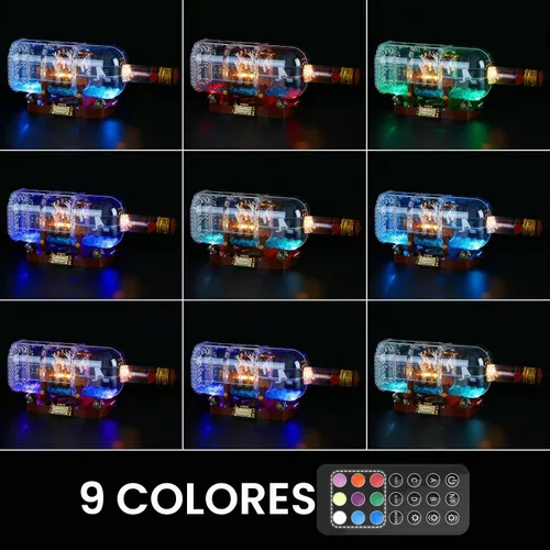 Vista 4 de GEAMENT Kit de luces LED (control remoto) compatible con LEGO Ship in a Bottle - Juego de iluminación para ideas 21313