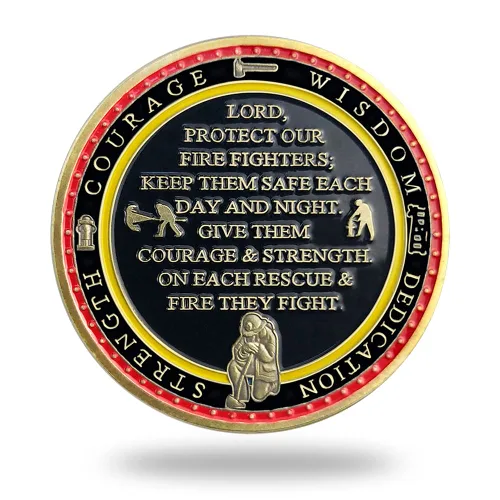 Vista 3 de BHealthLife Bomberos Prayer Challenge Coin Bomberos Rescue Department-Primero en Último Salida Fireman Rescue Department Challenge Coin for