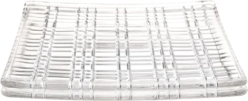 Vista 5 de Nachtmann - Plato rectangular cuadrado de 16.5 pulgadas, plato de vidrio con diseño geométrico lineal para una estética elegante, cristalería
