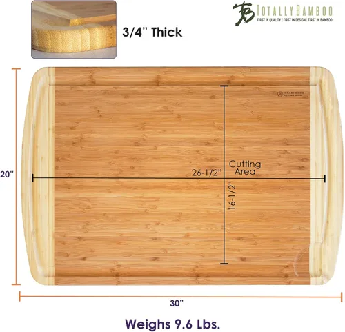 Vista 7 de Totally Bamboo Tabla de cortar extra grande de madera de bambú de 30 x 20 pulgadas, cubierta superior de estufa o bloque de cortar sobre