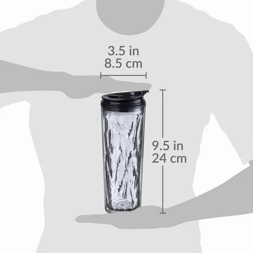 Vista 7 de Vaso para batido de cristal con cierre y bloqueo para bebidas frías y calientes Cupture, de 22 oz, Negro diamond