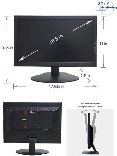 Vista 8 de 101AV Monitor de seguridad 4K escalado de 18.5 pulgadas con supermuestreo anti-aliasing (SSAA), HDMI (escala 4K/8MP), BNC/VGA, montaje VESA, detalle