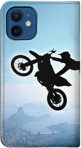 Vista 2 de RW2675 Extreme Freestyle Motocross PU Leather Flip Case Cover for iPhone 12 mini