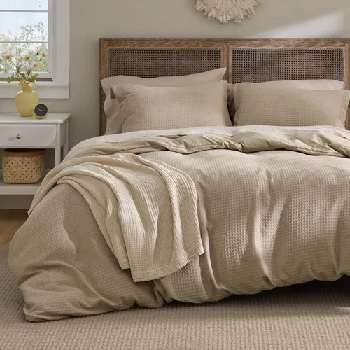Vista 19 de Bedsure Funda de Edredón de Lujo Tipo Waffle Tamaño Queen - Juego de Funda de Edredón Texturizada, Suave, Juego de Ropa de Cama Transpirable