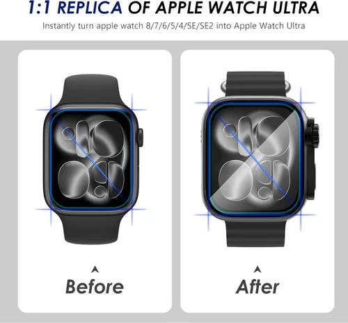 Vista 2 de Ultra Look - FULLIFE 2 en 1 compatible con Apple Watch Series 11/10 de 1.654 pulgadas, protector de pantalla impermeable, frente y trasera